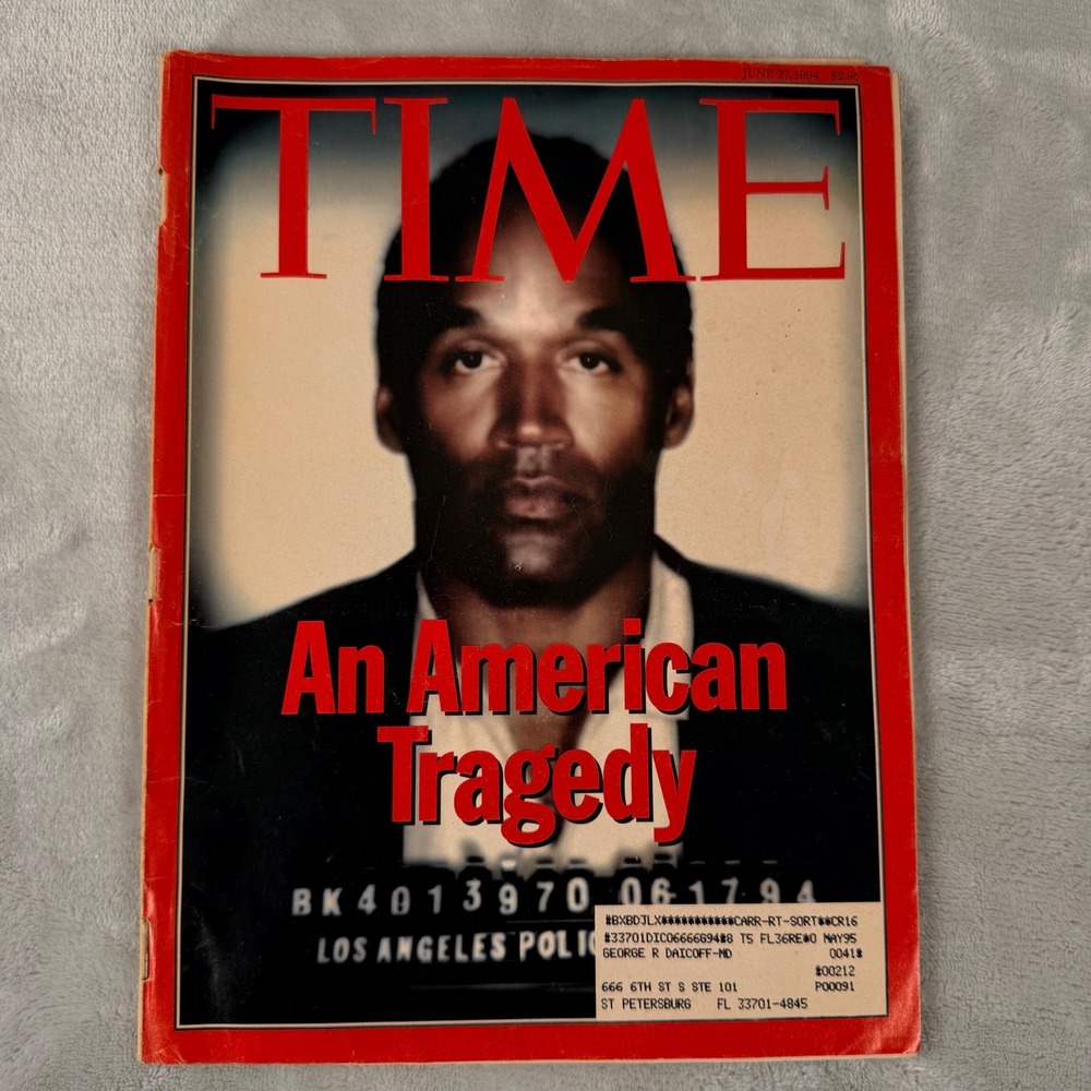 Time Magazine June 27 1994 OJ Simpson An American Tragedy Mugshot Cover Vintage